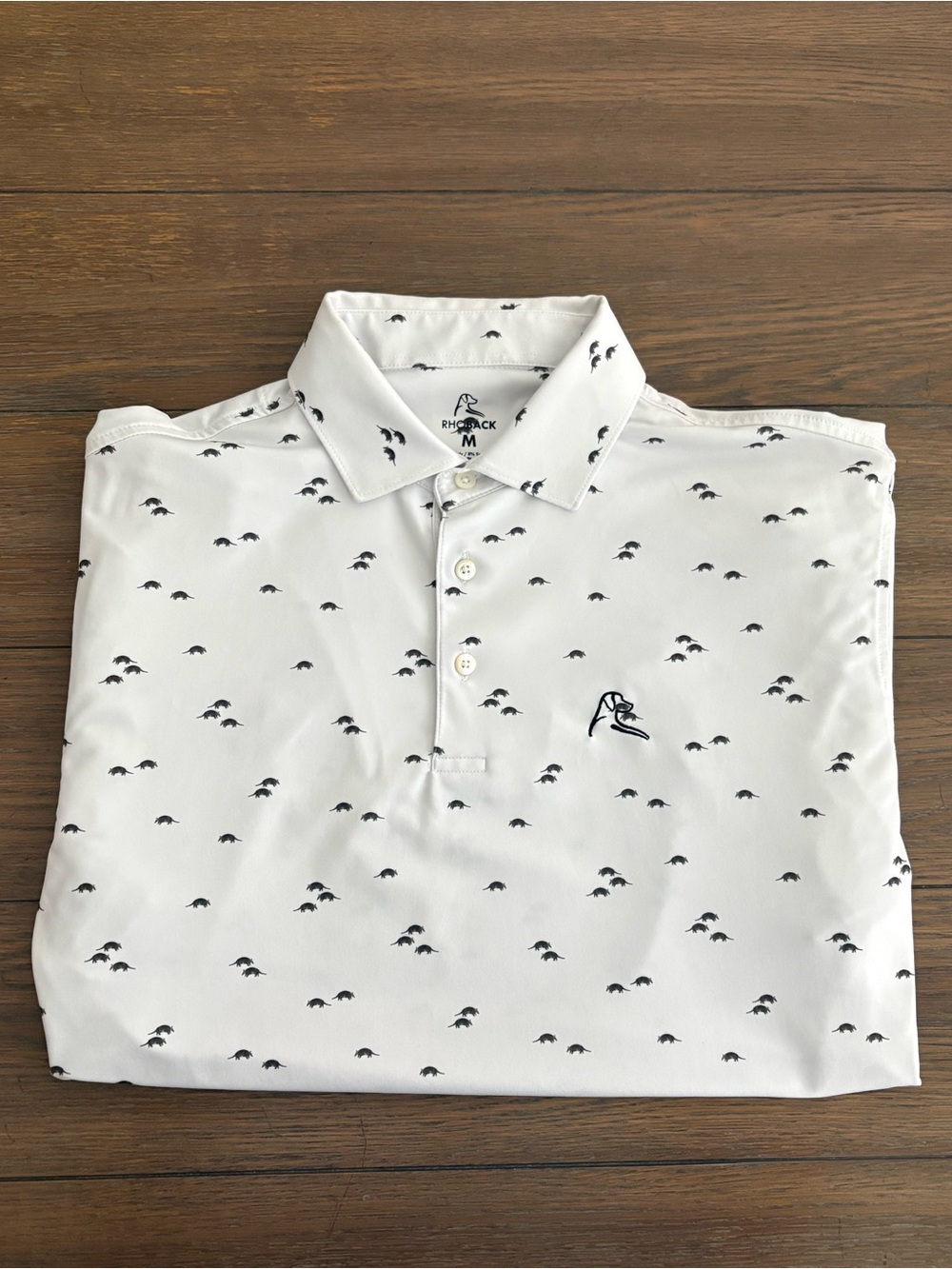 Rhoback Texas With Armadillo Prints White Polo Size M